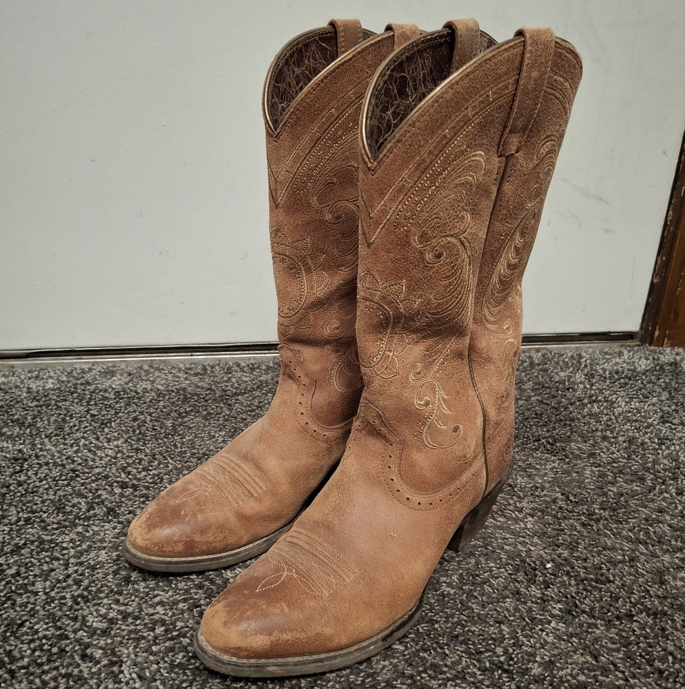 Ariat Brown Suede Western Heeled Boots